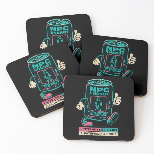 Item preview, NPC ENERGY — Press Any Key to Continue • AI Pathfinding Error (RGB Glitch Can, Cyan‑Magenta‑Black Retro Tee) designed and sold by BeetleDots.