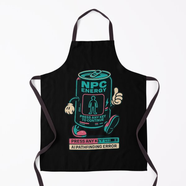 Item preview, NPC ENERGY — Press Any Key to Continue • AI Pathfinding Error (RGB Glitch Can, Cyan‑Magenta‑Black Retro Tee) designed and sold by BeetleDots.