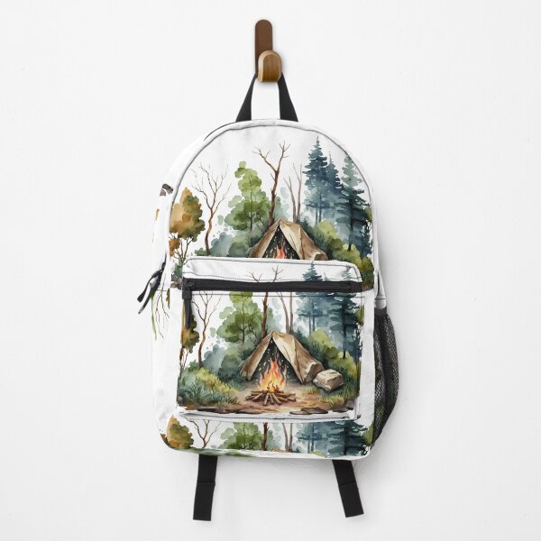 Item preview, Nature’s Serenity – Cozy Forest 1 | Campfire Tent Scene in Watercolor designed and sold by doingly.