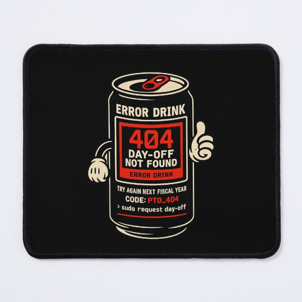 Item preview, 404 Day‑Off Not Found — ERROR DRINK | Try Again Next Fiscal Year | CODE: PTO_404 | > sudo request day‑off (Retro Terminal Can Tee) designed and sold by BeetleDots.