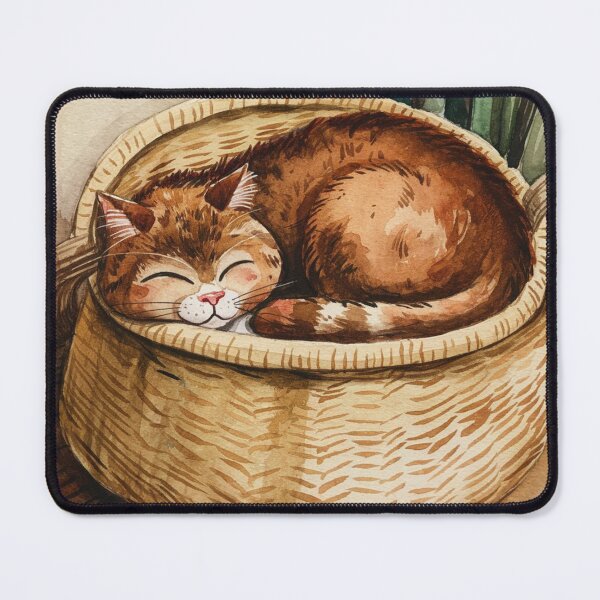 Item preview, Cute cat is sleeping in the basket. designed and sold by JAMESAMORN.