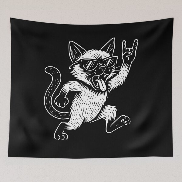 Item preview, Funny Rock Music Siamese cat Retro Heavy Metal designed and sold by LuminOrb.