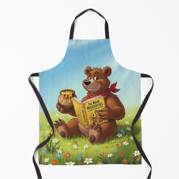 Item preview, Cheerful Brown Bear Enjoying Honey and Reading in Meadow designed and sold by AnimalAirtistry.