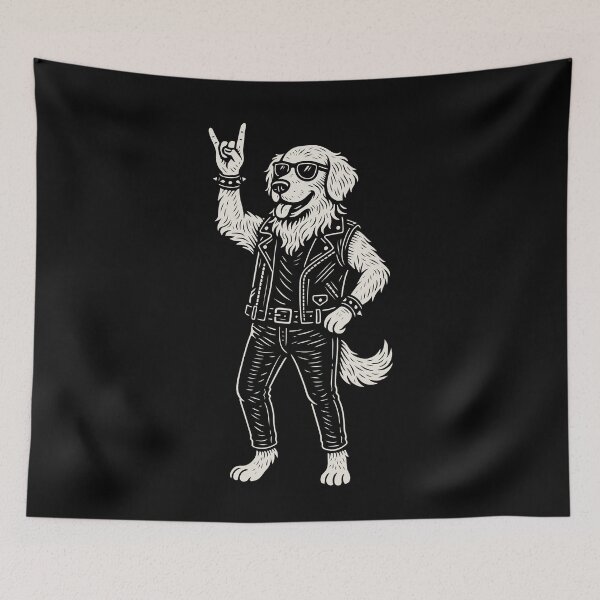 Item preview, Funny Rock Music Dog Heavy Metal Retro Style designed and sold by LuminOrb.
