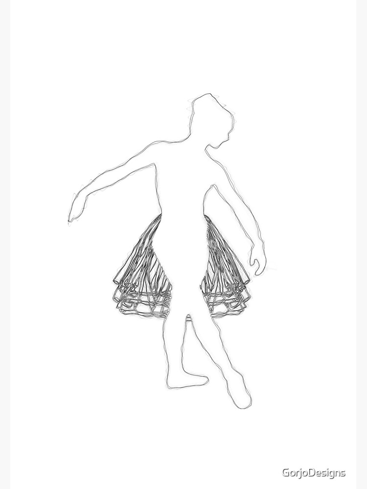 "Ballet Dancer Pink Ballerina Sketch Line Art" Art Print by