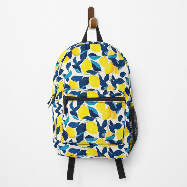 Item preview, Bright Yellow Lemons and Blue Leaves Pattern on Cream Background designed and sold by Art of Ngu.