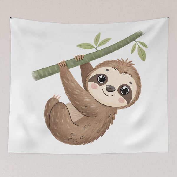 Item preview, Cute baby sloth clipart with soft tones and a gentle smile—great for nursery prints, jungle parties, baby showers, and kids’ projects. designed and sold by kazetixx.