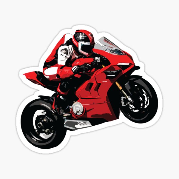 Item preview, Red Ducati Sport Bike – Wheelie Stunt Motorcycle Art designed and sold by MarcVan.
