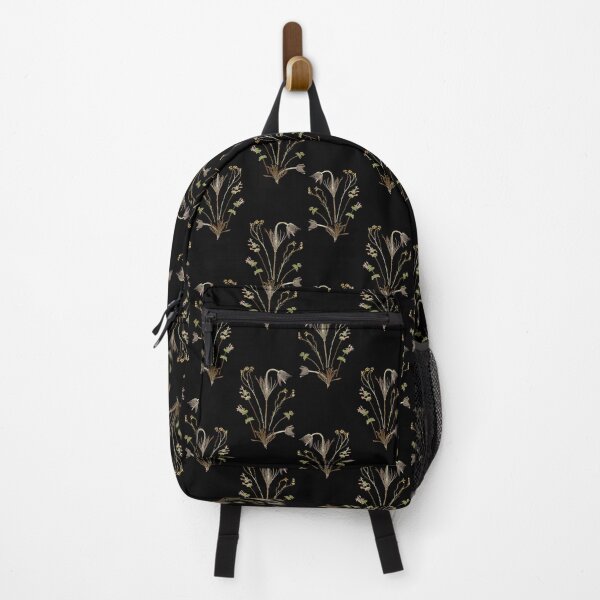 Item preview, Pressed Pasqueflower and Wild Herbs Botanical Pattern on Black designed and sold by HerbariumPattern.