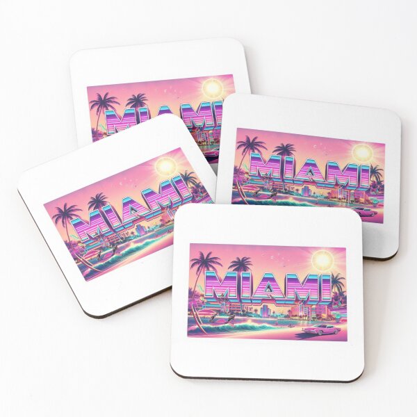 Item preview, MIAMI Heatwave – Retro Neon City Sticker designed and sold by Imaginarium of Chaos falcon88 .