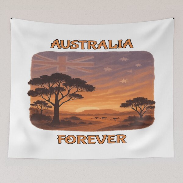 Item preview, Outback Sunset with Australia Flag — Aussie Nationalism & Country Pride designed and sold by Globalcitytees.
