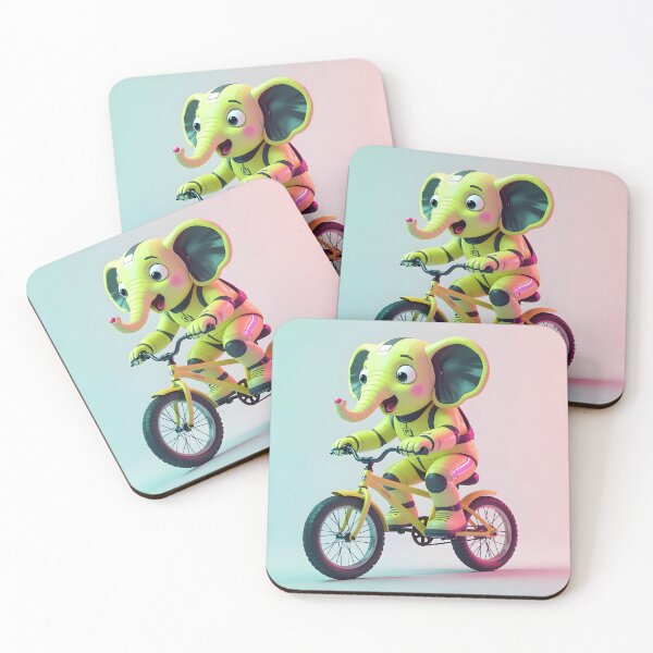 Item preview, Cyber Elephant on Bicycle - Motivational Animal Art Cute Design designed and sold by Felia001.