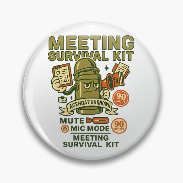 Artikelvorschau, Meeting Survival Kit – Tagesordnung? Unbekannt • Mute Mic Mode • 90 Minutes (Retro‑Thermos‑Soldat‑Shirt) entworfen und verkauft von BeetleDots.