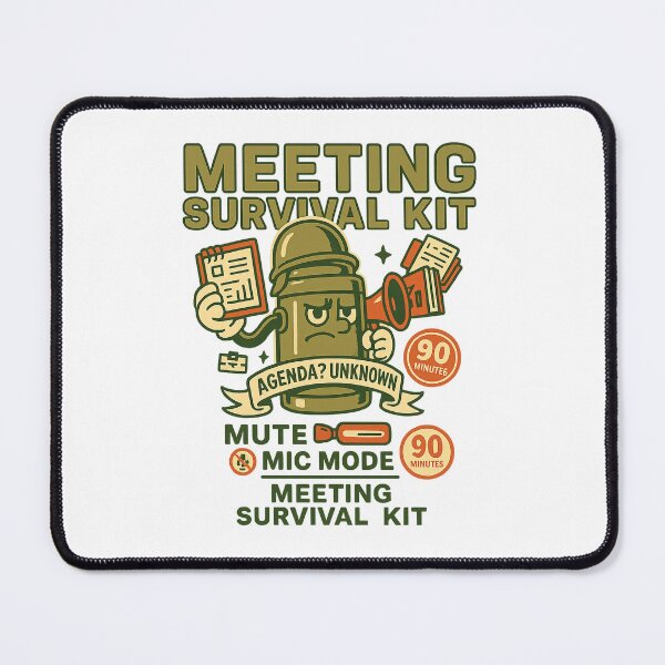 Item preview, Meeting Survival Kit — Agenda? Unknown • Mute Mic Mode • 90 Minutes (Retro Thermos Soldier Tee) designed and sold by BeetleDots.