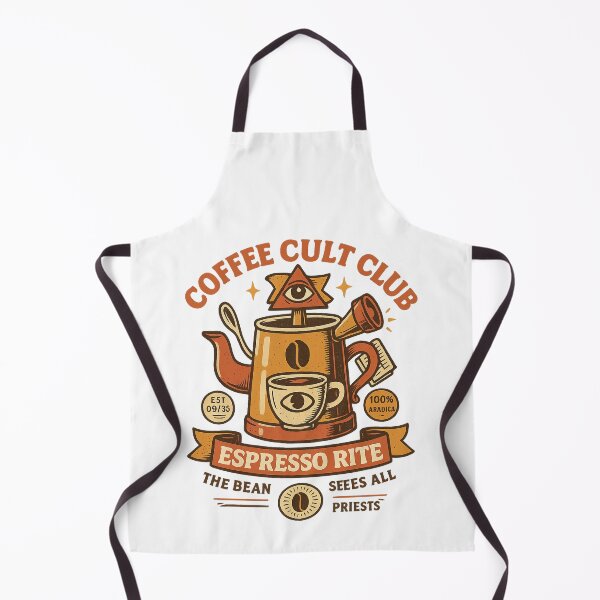 Item preview, Coffee Cult Club — Espresso Rite • The Bean Sees All • Pour‑Over Priests (Retro Occult Coffee Tee) designed and sold by BeetleDots.
