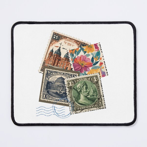 Item preview, Vintage Postage Stamps – Retro Mail Art Collage designed and sold by Lunaria Arts.