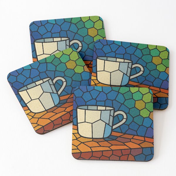 Artikelvorschau, Glasmalerei-Becher-Illustration – Bunte Mosaikkunst, Becher im Mosaik – Geometrische Kunst im Vitray-Stil entworfen und verkauft von Pacika.