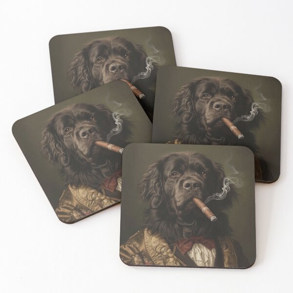 Item preview, Victorian Newfoundland Dog Smoking Cigar – Whimsical Gentleman's Pet Portrait, Digital Dog Art designed and sold by baggycatsworld.