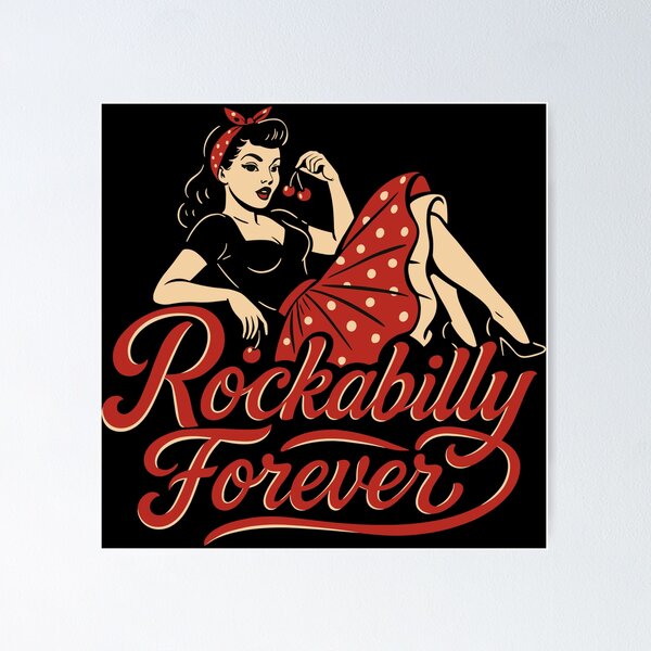 Aperçu de l'œuvre Cadeau femme Rockabilly forever cherrys années 50 créée et vendue par Pineapple-Tree.