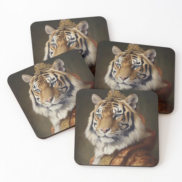 Item preview, Tudor Tiger Royal Portrait – Majestic Wildlife in Historical Costume, Digital Animal Art designed and sold by baggycatsworld.