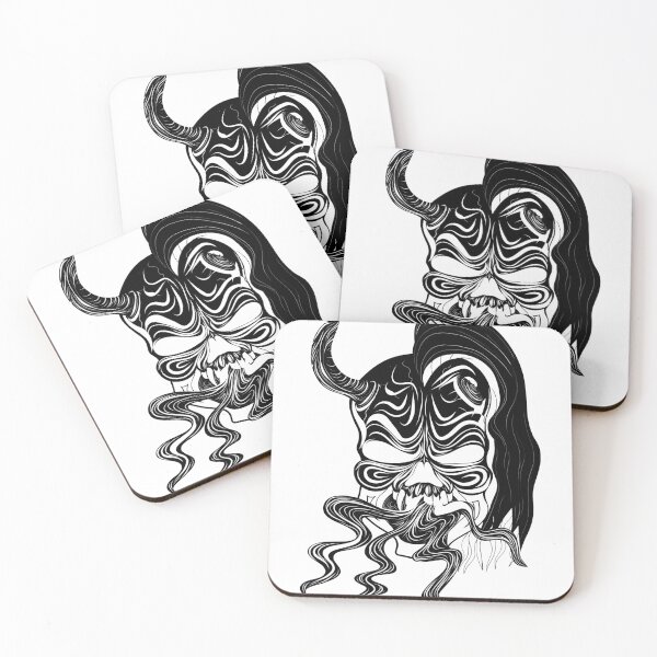 Item preview, Demon Skull Ink – Monochrome Oni-Inspired Design designed and sold by MarcVan.