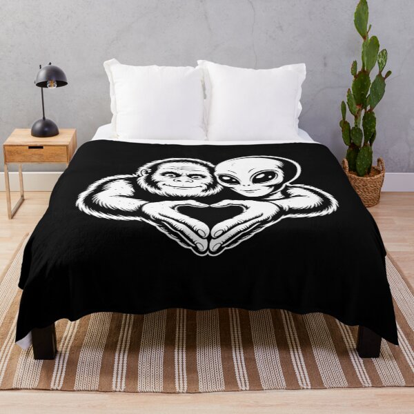 Item preview, Bigfoot and Alien Friendship Heart Sasquatch Paranormal Love Design designed and sold by w1ckerman.