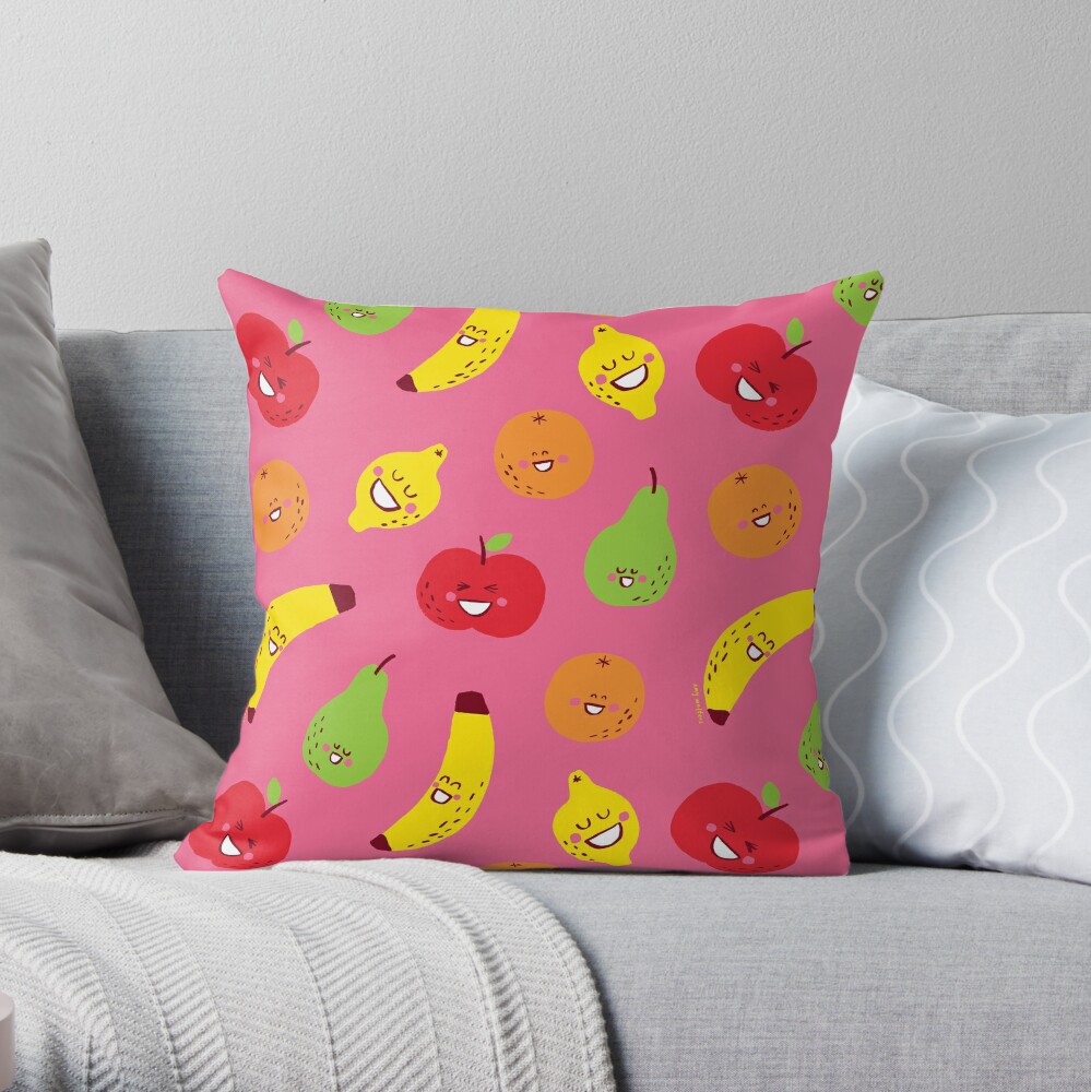 peach fruit throw pillow