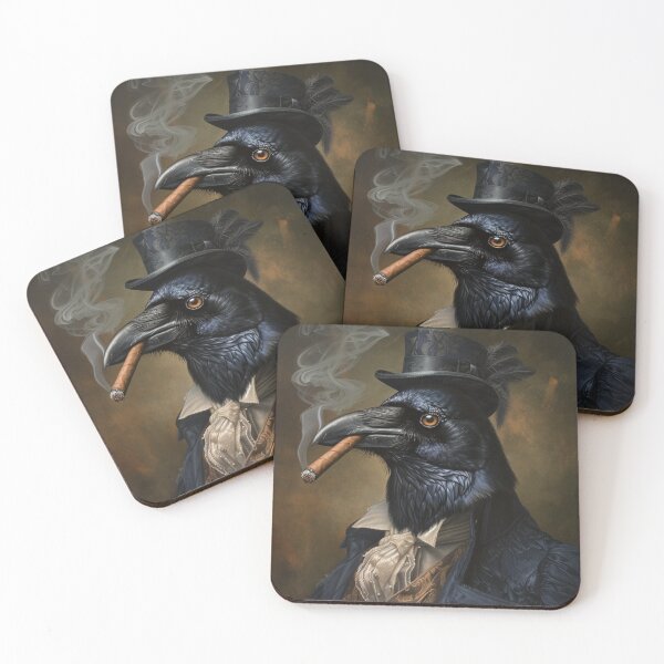 Item preview, Victorian Crow Smoking Cigar Painting designed and sold by baggycatsworld.