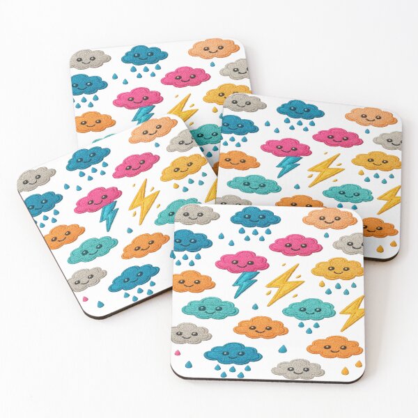 Item preview, Cute Embroidered Clouds & Lightning – Colorful Weather Pattern Design designed and sold by ZephyrBDesigns.