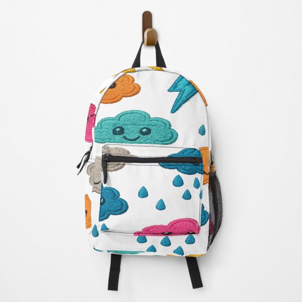 Item preview, Cute Embroidered Clouds & Lightning – Colorful Weather Pattern Design designed and sold by ZephyrBDesigns.