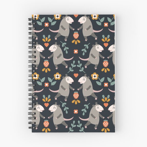 Aperçu de l'œuvre Motif d'opossum mignon – Motif animalier des bois de style folklorique créée et vendue par musingtreeart.