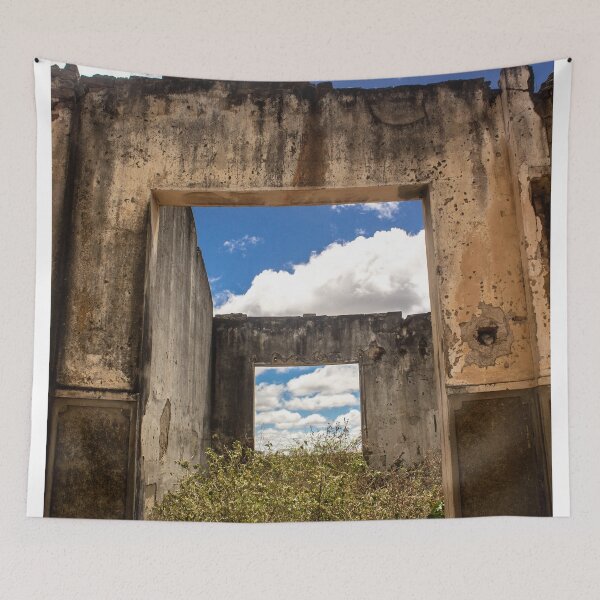 Item preview, abandoned house without a roof with plants and a sky with clouds designed and sold by felipequeiroz.