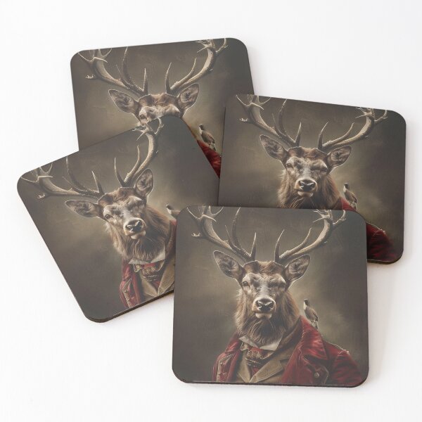 Item preview, Stag Revolutionary Hero Portrait – Regal Deer in Historical Uniform, Printable Fantasy Animal Art designed and sold by baggycatsworld.