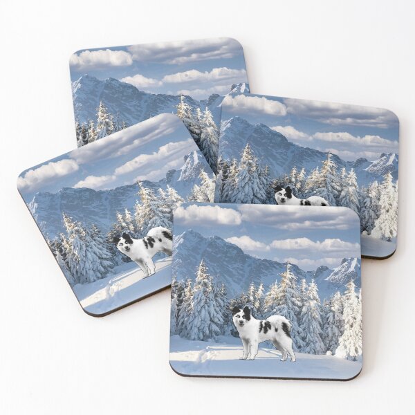 Item preview, Yakutian Laika in Winter Mountains – Northern Breed Portrait designed and sold by MarcVan.