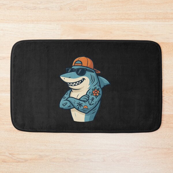 Item preview, Tattooed Shark – Cool Surfer Shark with Tattoos and Sunglasses | Trendy Beach Art designed and sold by ColorSplash123.