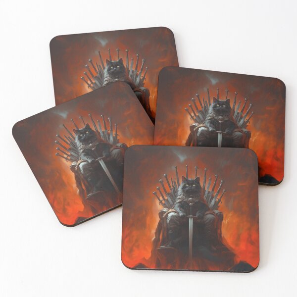 Item preview, Viking Black Cat on Sword Throne – Epic Fantasy Cat Art, Warrior Cat Illustration designed and sold by baggycatsworld.