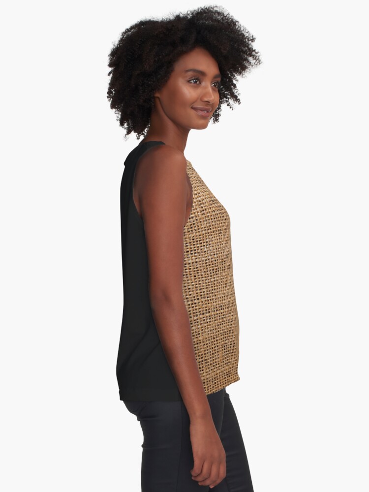 Alternate view of #Wicker, #roughlinen, #burlap, #sackcloth, sacking, bagging, холст, scrim, cloth, crash, власяница, hairshirt, haircloth, мешковина Sleeveless Top