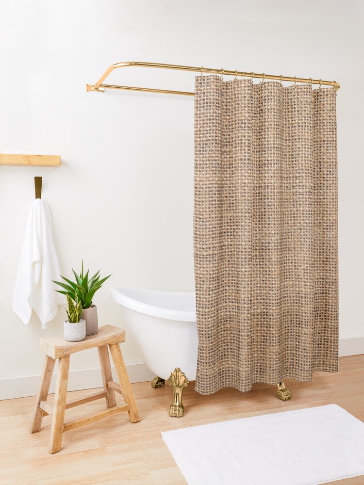 Alternate view of #Wicker, #roughlinen, #burlap, #sackcloth, sacking, bagging, холст, scrim, cloth, crash, власяница, hairshirt, haircloth, мешковина Shower Curtain