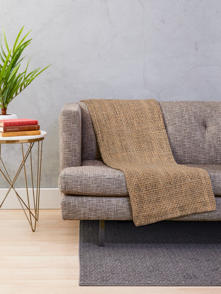 Alternate view of #Wicker, #roughlinen, #burlap, #sackcloth, sacking, bagging, холст, scrim, cloth, crash, власяница, hairshirt, haircloth, мешковина Throw Blanket