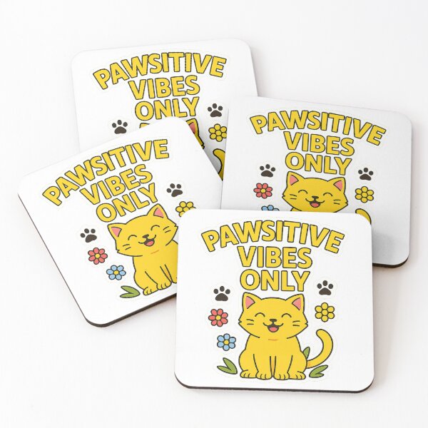 Item preview, Pawsitive Vibes Only - Cute Happy Cat Design designed and sold by Printcora.