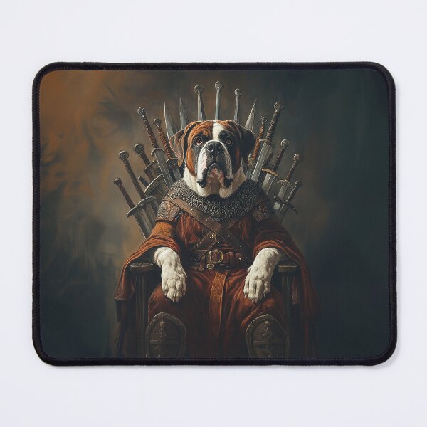 Item preview, Viking St. Bernard Dog Portrait – Throne of Swords Fantasy Pet Art, Printable Warrior Dog Decor designed and sold by baggycatsworld.