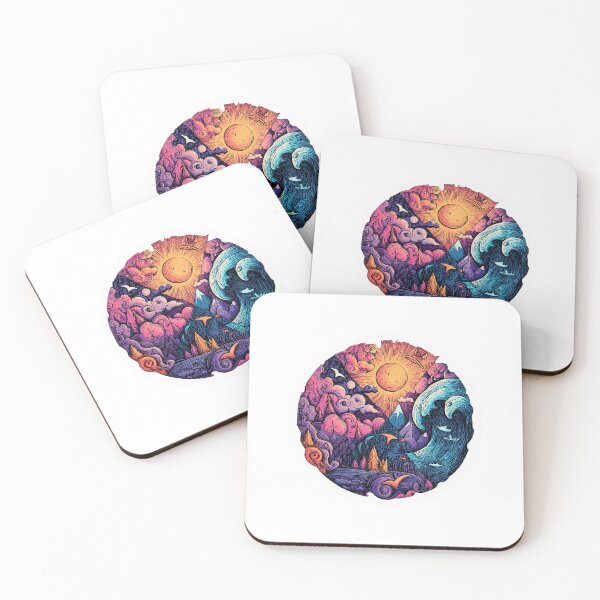 Item preview, Vibrant Nature Mandala – Sun, Mountains, Forest & Ocean designed and sold by Line Designs By Duck.