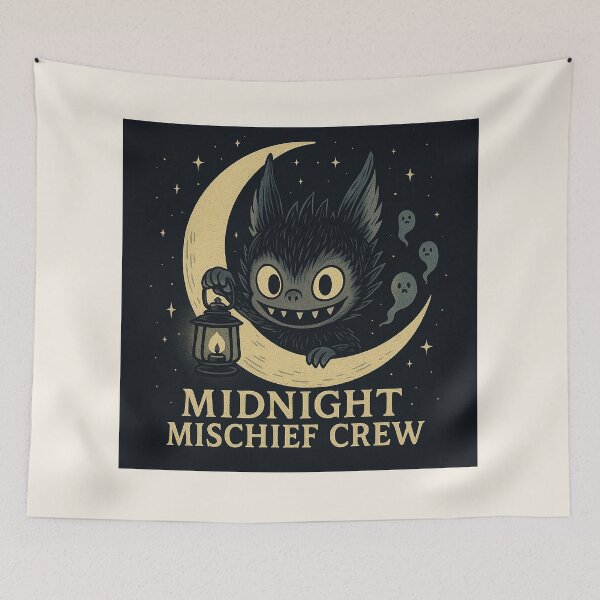 Item preview, Midnight Mischief Labubu – Cute Gothic Moon Creature Art designed and sold by graphicbidu.