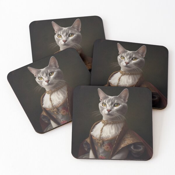 Item preview, Royal Renaissance Grey Cat Portrait – Elegant Noble Feline Art, Printable Regal Cat Painting designed and sold by baggycatsworld.