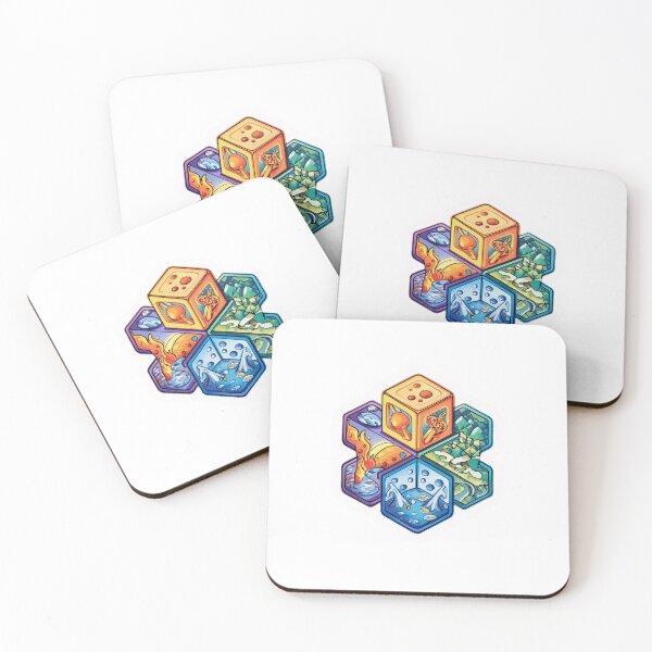 Item preview, Elemental Cubes – Fire, Water, Earth & Space Geometric Art designed and sold by Line Designs By Duck.