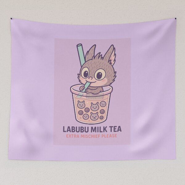 Item preview, Labubu Milk Tea – Cute Chibi Bubble Tea Creature Art designed and sold by graphicbidu.