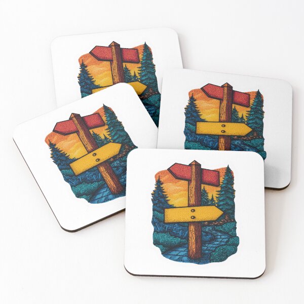 Item preview, Forest Path Signpost – Adventure and Hiking Nature Art designed and sold by Line Designs By Duck.
