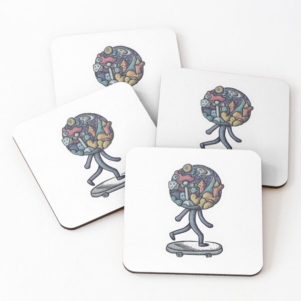 Item preview, Skateboarding Daydream – Surreal Doodle Head Character designed and sold by Line Designs By Duck.