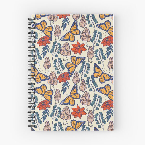 Item preview, Morel Mushroom & Monarch Butterfly Pattern – Woodland Folk Art Design designed and sold by musingtreeart.