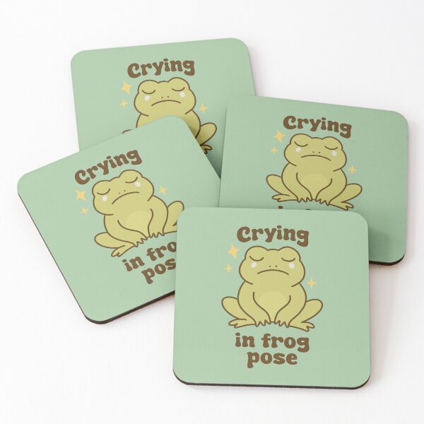 Item preview, Crying in Frog Pose - Sad Frog Sticker for Mental Health Humor Lovers designed and sold by SnugbugStudios.